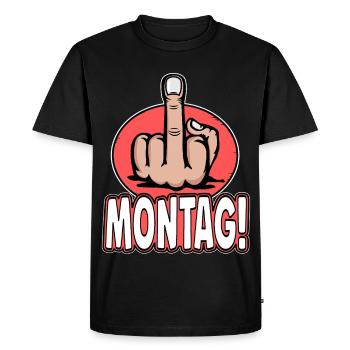 Doigt d’honneur Stinky Finger Monday Design - T-shirt Premium bio Homme - noir - Devant - Nico (187cm)