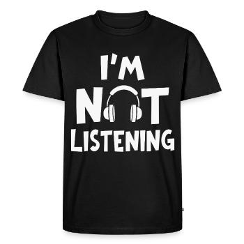 Je n’écoute pas de musique casque d’écoute - T-shirt Premium bio Homme - noir - Devant - Nico (187cm)