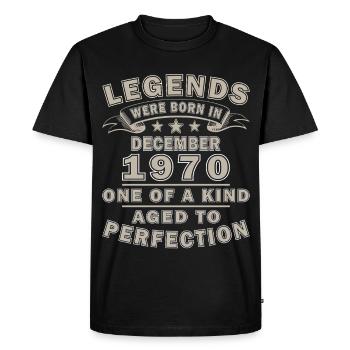 Décembre 1970 Anniversaire Décembre 1970 Décembre - T-shirt Premium bio Homme - noir - Devant - Nico (187cm)