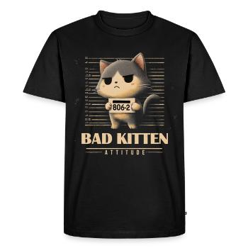 Mauvaise attitude de chaton - T-shirt Premium bio Homme - noir - Devant - Nico (187cm)