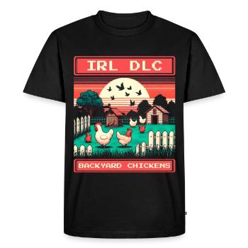 DLC IRL | Poules dans le jardin - T-shirt Premium bio Homme - noir - Devant - Nico (187cm)