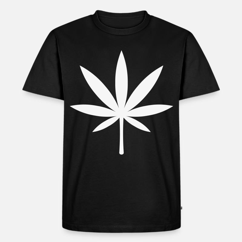 Cannabis / Marihuana / Hanfblatt (White) - Männer Premium Bio T-Shirt - Schwarz