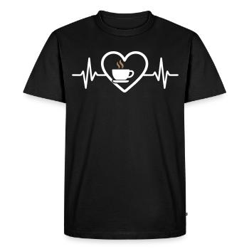 Café Cœur Tasse Matin Pause Boisson Chaude - T-shirt Premium bio Homme - noir - Devant - Nico (187cm)