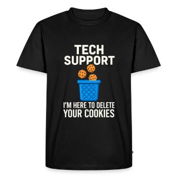 Support technique Je suis ici pour supprimer vos cookies - T-shirt Premium bio Homme - noir - Devant - Nico (187cm)