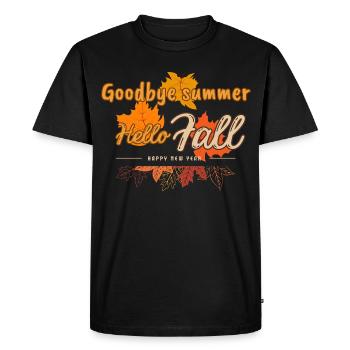 Goodbye Summer Hello Autumn Fall Seasonal Gift Tee - Men's Premium Organic T-Shirt - black - Front - Nico (187cm)