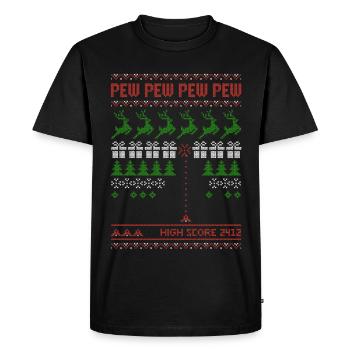 Pew Pew Pew Pew | Shooting Game | ugly christmas - Men's Premium Organic T-Shirt - black - Front - Nico (187cm)
