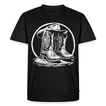 Western Boots silhouette in a circle - Men's Premium Organic T-Shirt - black - Front - Nico (187cm)