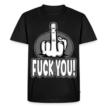 Middle Finger Stinky Finger Fuck You Design - Men's Premium Organic T-Shirt - black - Front - Nico (187cm)