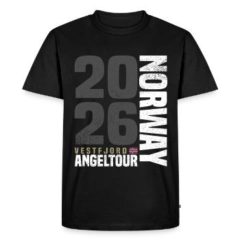 Voyage de pêche à Vestfjord en Norvège 2026 - T-shirt Premium bio Homme - noir - Devant - Nico (187cm)