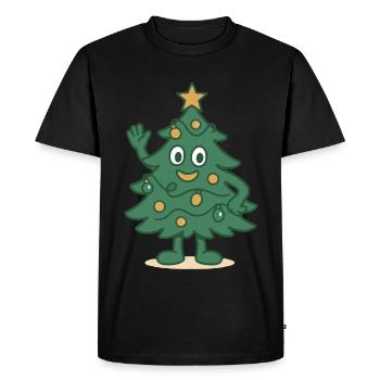Drôle arbre de Noël dessin animé vacances en famille - T-shirt Premium bio Homme - noir - Devant - Nico (187cm)