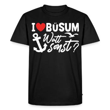 Vacances à la mer du Nord BÜSUM WATT AUTREMENT DRÔLE - T-shirt Premium bio Homme - noir - Devant - Nico (187cm)