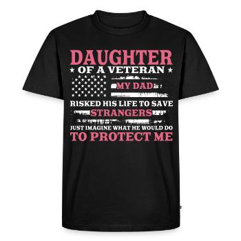 Fille d’un vétéran du drapeau américain Pink - T-shirt Premium bio Homme - noir - Devant - Nico (187cm)