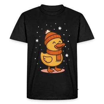 Cute Duck Winter Holiday Christmas Fun - Men's Premium Organic T-Shirt - black - Front - Nico (187cm)