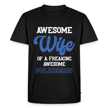 Femme forte : épouse d’un policier - T-shirt Premium bio Homme - noir - Devant - Nico (187cm)