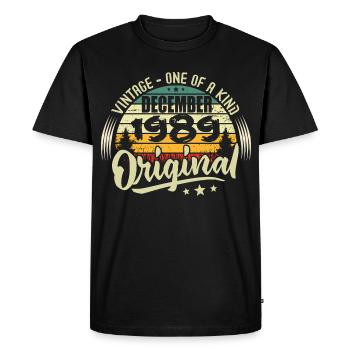 Décembre 1989 - Vintage Authentique December 1989  - T-shirt Premium bio Homme - noir - Devant - Nico (187cm)