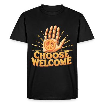 Humanité Egalité Choisir Bienvenue - T-shirt Premium bio Homme - noir - Devant - Nico (187cm)