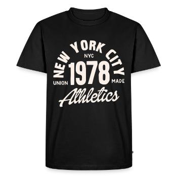 Athlétisme rétro NYC 1978 - T-shirt Premium bio Homme - noir - Devant - Nico (187cm)