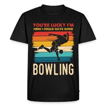 Chance, je suis ici pour jouer au bowling - T-shirt Premium bio Homme - noir - Devant - Nico (187cm)
