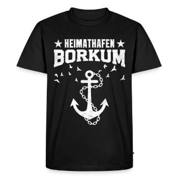 Vacances à la mer du Nord HEIMATHAFEN BORKUM Lustig - T-shirt Premium bio Homme - noir - Devant - Nico (187cm)