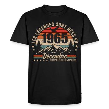 Rétro Décembre 1965 - Cadeau 60 Ans - T-shirt Premium bio Homme - noir - Devant - Nico (187cm)