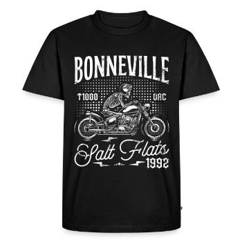 Bonneville Salt Flats Moto Anniversaire 1992 - T-shirt Premium bio Homme - noir - Devant - Nico (187cm)