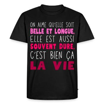Beautiful and long life - Men's Premium Organic T-Shirt - black - Front - Nico (187cm)