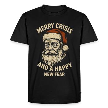 Une crise joyeuse et une nouvelle peur heureuse Père Noël - T-shirt Premium bio Homme - noir - Devant - Nico (187cm)