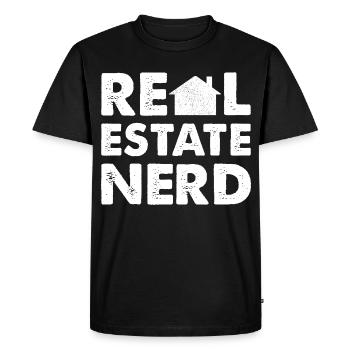 RealEstate Nerd - Men's Premium Organic T-Shirt - black - Front - Nico (187cm)