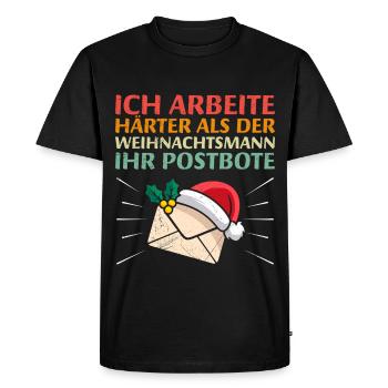 FACTEUR TRAVAILLE PLUS DUR QUE LE PÈRE NOËL - T-shirt Premium bio Homme - noir - Devant - Nico (187cm)