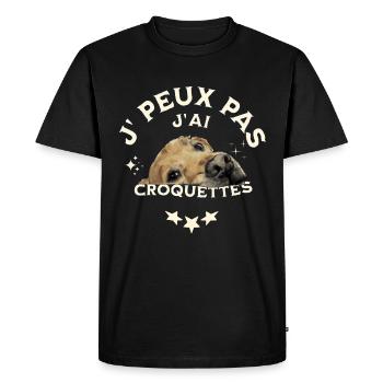 J'peux pas j'ai croquettes - T-shirt Premium bio Homme - noir - Devant - Nico (187cm)