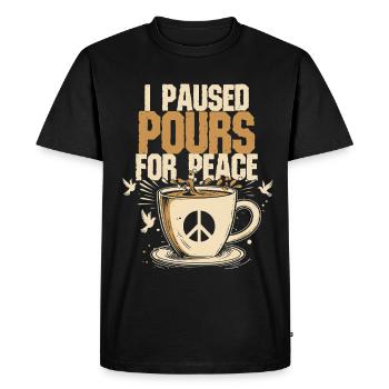 Ex-Coffee Drinker I Paused Pours For Peace - Men's Premium Organic T-Shirt - black - Front - Nico (187cm)