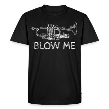 Funny Slogan Trumpet - Men's Premium Organic T-Shirt - black - Front - Nico (187cm)