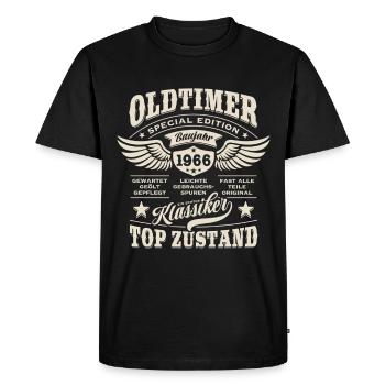 Modèle vintage 1966 | Cadeau d’anniversaire - T-shirt Premium bio Homme - noir - Devant - Nico (187cm)