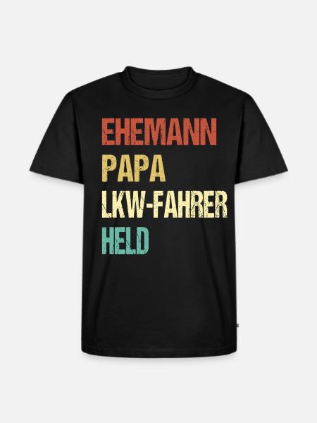 LKW Fahrer Papa - Männer Premium Bio T-Shirt - Schwarz