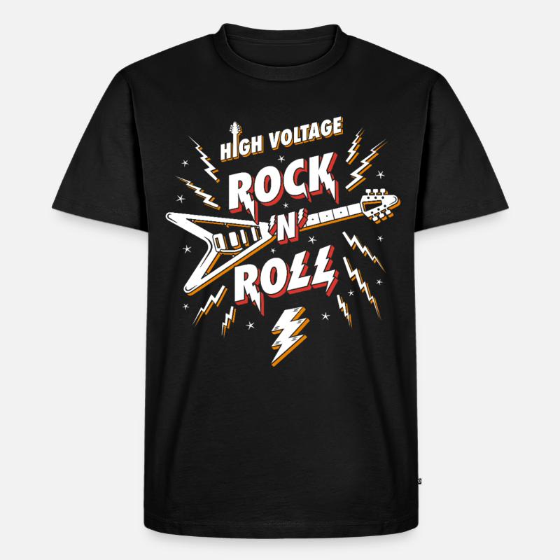 Hochspannungs-Rock'n'Roll-Gitarre - Männer Premium Bio T-Shirt - Schwarz
