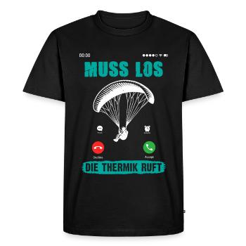 Parapentes DOIVENT PARTIR, les thermiques appellent - T-shirt Premium bio Homme - noir - Devant - Nico (187cm)