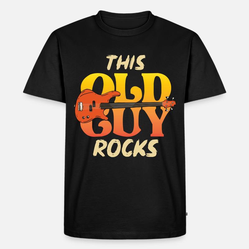 This Old Guy Rocks Guitar Tee - Männer Premium Bio T-Shirt - Schwarz