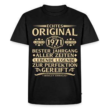 55e anniversaire Véritable original depuis 1971 - T-shirt Premium bio Homme - noir - Devant - Nico (187cm)