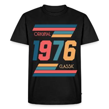 Chemise originale classique de 50 ans de 1976 Rétro - T-shirt Premium bio Homme - noir - Devant - Nico (187cm)