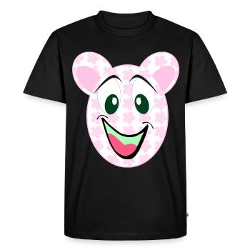 Bear Floral Pattern Smile - Men's Premium Organic T-Shirt - black - Front - Nico (187cm)