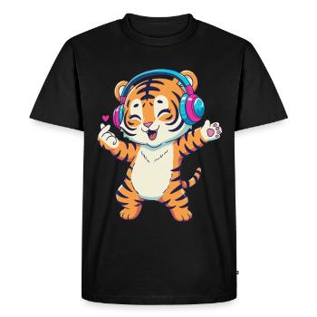 Tigre dansant de K-pop - T-shirt Premium bio Homme - noir - Devant - Nico (187cm)