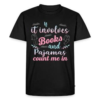 Books & Pajamas Pastel Design - Men's Premium Organic T-Shirt - black - Front - Nico (187cm)