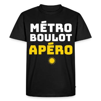 Métro Boulot Apéro Humour Routine Travail Soirée - T-shirt Premium bio Homme - noir - Devant - Nico (187cm)