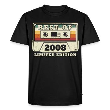 Anniversaire rétro vintage 2008 Vintage Born Retro - T-shirt Premium bio Homme - noir - Devant - Nico (187cm)