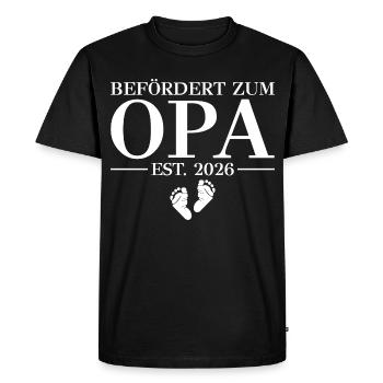 Promu grand-père 2026 - Baby shower - T-shirt Premium bio Homme - noir - Devant - Nico (187cm)