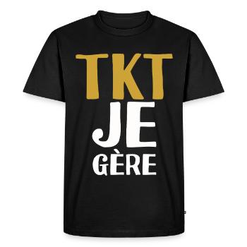 Don't worry I manage Funny Expression Humor TKT - Men's Premium Organic T-Shirt - black - Front - Nico (187cm)