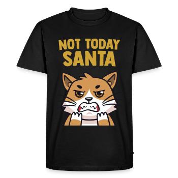 Humor Cat Not Today Santa Claus Funny - Men's Premium Organic T-Shirt - black - Front - Nico (187cm)