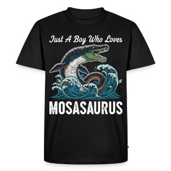 Juste un garçon qui aime Mosasaurus - T-shirt Premium bio Homme - noir - Devant - Nico (187cm)