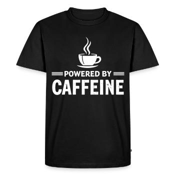 Powered By Caffeine Coffee Saying Energy - Men's Premium Organic T-Shirt - black - Front - Nico (187cm)