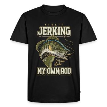 Je branle toujours ma canne en train de pêcher bizarrement - T-shirt Premium bio Homme - noir - Devant - Nico (187cm)